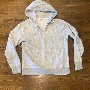 Wallace & Barnes Hoodie Men's Medium Heather Gray Hooded Sweatshirt 1/4 Zip